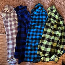 Girls Flannel Checkered Long Sleeves 