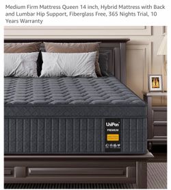 Brand new Queen 14” Medium Firm Hybrid Mattress (UniPon Premium).