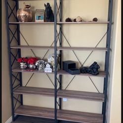 2 Wood And Metal Shelves 