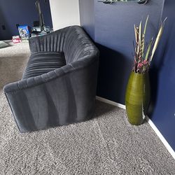 Velvet channel tufted loveseat charcoal - new