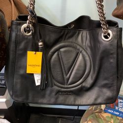 Mario Valentino Leather/Chain Big Shoulder Bag New!