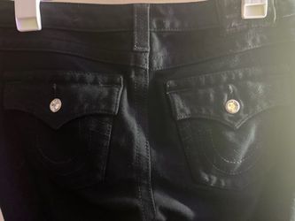 True Religion Black Swarovski Crystal Flap Pocket Jeans Size 32