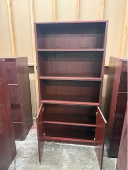 Cherry Office Bookcase with Storage Cabinet