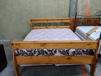 +Free Delivery+ California King Pine and Iron Bed