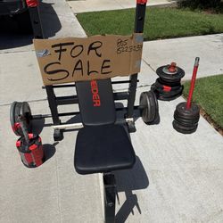 Bench presss and 400lbs of weights
