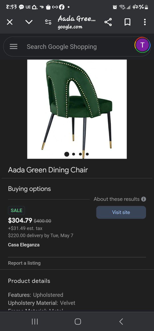 6 Ada Green Dining Chairs 