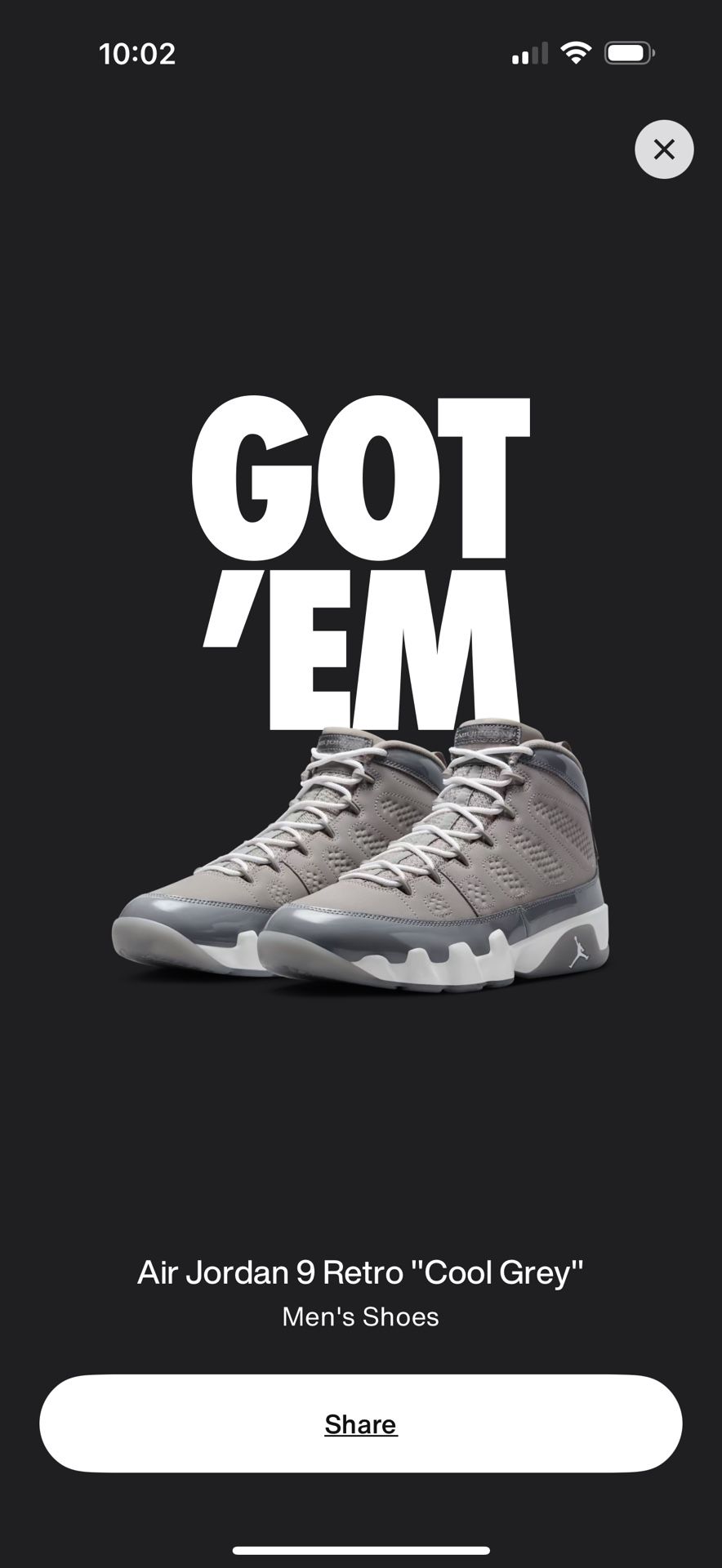 Jordan Retro 9 Cool Grey