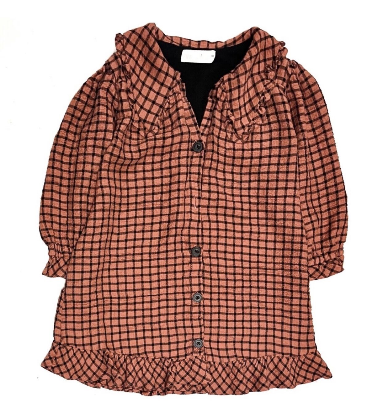 EUC Zara Sz 9 Burnt Orange Window Pane Sailor Collar Dress.