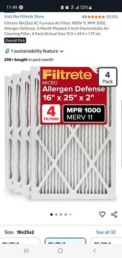 Filtrete 16x25x2 AC Furnace Air Filter
