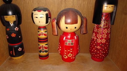 Vintage wooden dolls from Japan beautiful, handmade,hand painted toy dolls (4)
