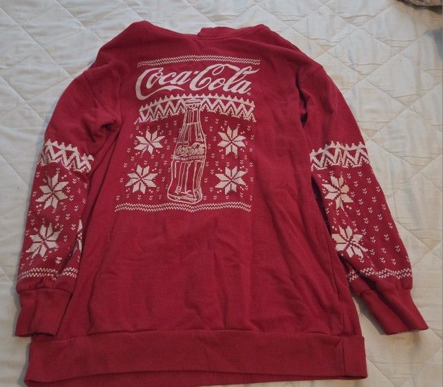 Coca Cola Hoodie Sweatshirt Small Pullover Holiday Red