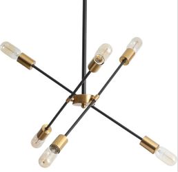 Brand New Modern Black & Gold 4-Light Rotatable Chandelier Ceiling Light