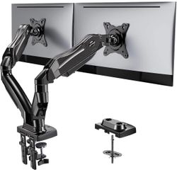 Dual Monitor Stand - Full Adjustable Monitor Desk Mount Swivel Vesa Bracket with C Clamp