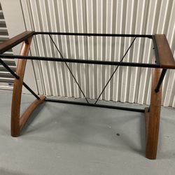Desk Black Glass with Red Chair 