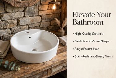 Round Ceramic Vessel Bathroom Sink