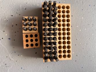 Metal Letter and Number Stamp Set with Wood Holder