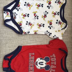 Disney Baby Bodysuits; Size 6-9 Months