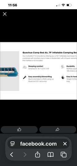 2 Camp Air Inflatable Camping Bed Base. Make An Offer
