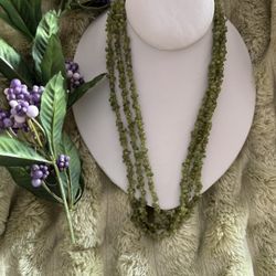 Gorgeous Peridot Nugget 3 Strand 20" Necklace