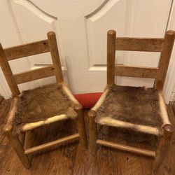 2 Child Oak Chairs. 