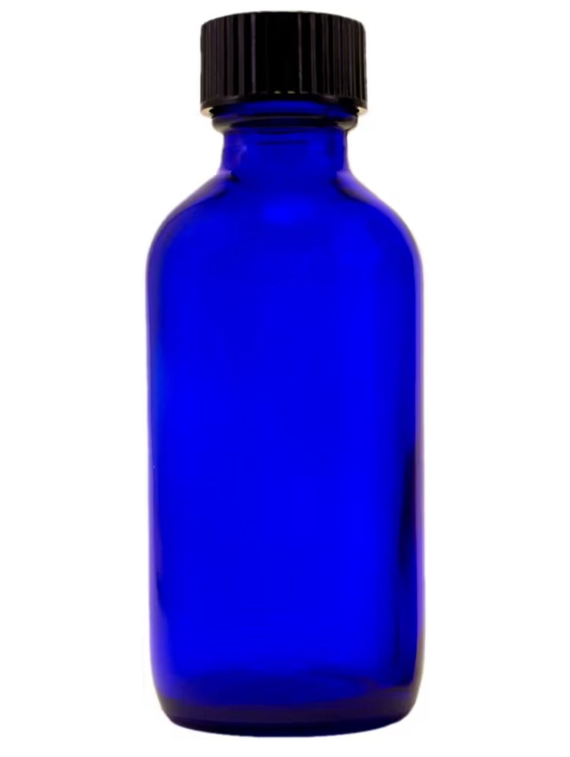 Cobalt Blue Glass Boston Round Bottle with Cap - 1 Oz. 