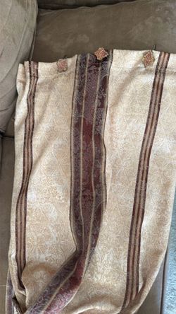 Croscill Multicolor Floral Stripe Tapestry Brocade Fabric Shower Curtain 72x70" with matching metal hooks, $20