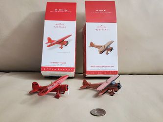 Airplanes Ornament 2015 WAKO Aristocrat And 2016 LOCKHEED Vega 5B Hallmark Keepsake 