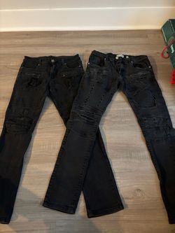 Black Distressed Moto Skinny Jeans – 2 Pairs