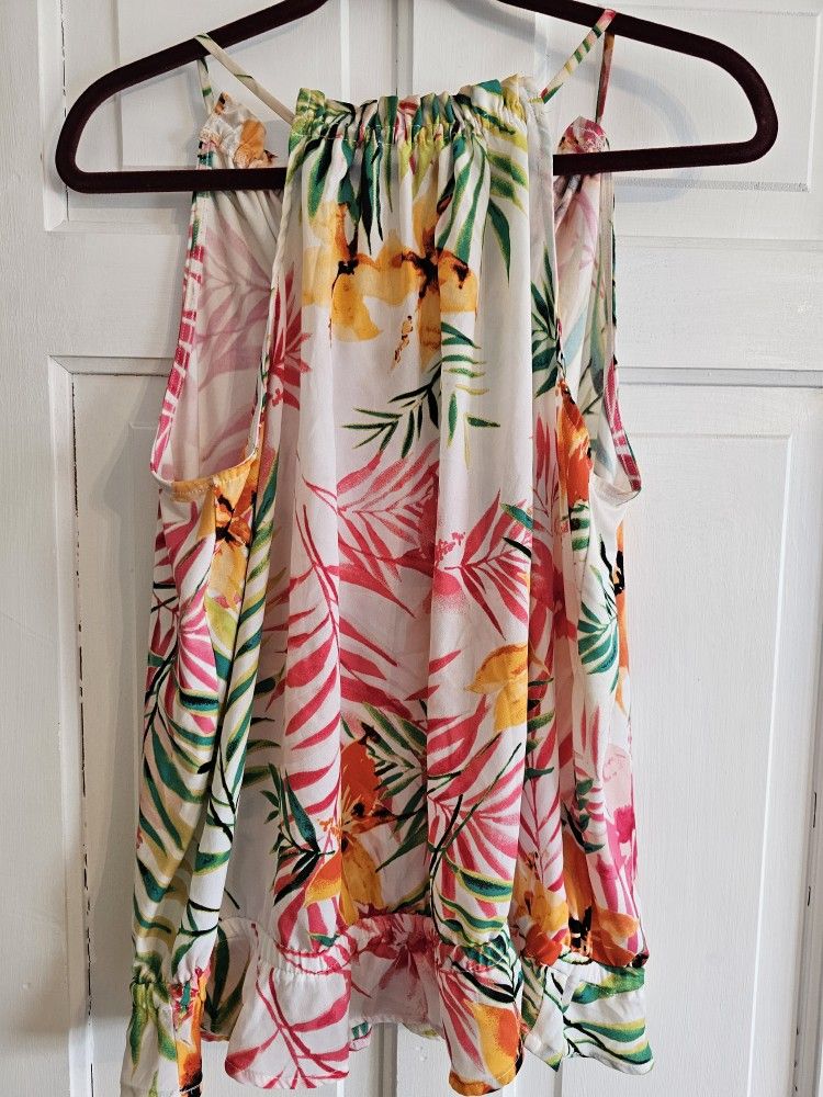 Women's Tropical Floral Print Halter Top