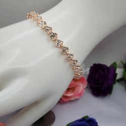 Hearts Bracelet Gold-plated Rose-gold 7"inches 
