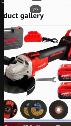 DOGTOOTH 21V Cordless Angle Grinder Kit with 8500 RPM Brushless Electric Motor, 4-1/2 Inch with 2x 4.0 AH Battery,Fast Charger, Easy Handle with 4pcs