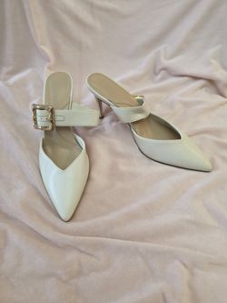 Cream Beige Mules Heels