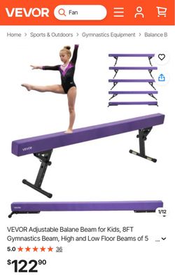 VEVOR Adjustable Balane Beam for Kids, 8FT Gymnastics Beam, High and Low Floor Beams of 5 Adjustable Heights for All Gymnastic Levels, Professional Gy