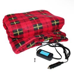  Car Cozy 2 Large Red Plaid Super-Soft Heated Fleece