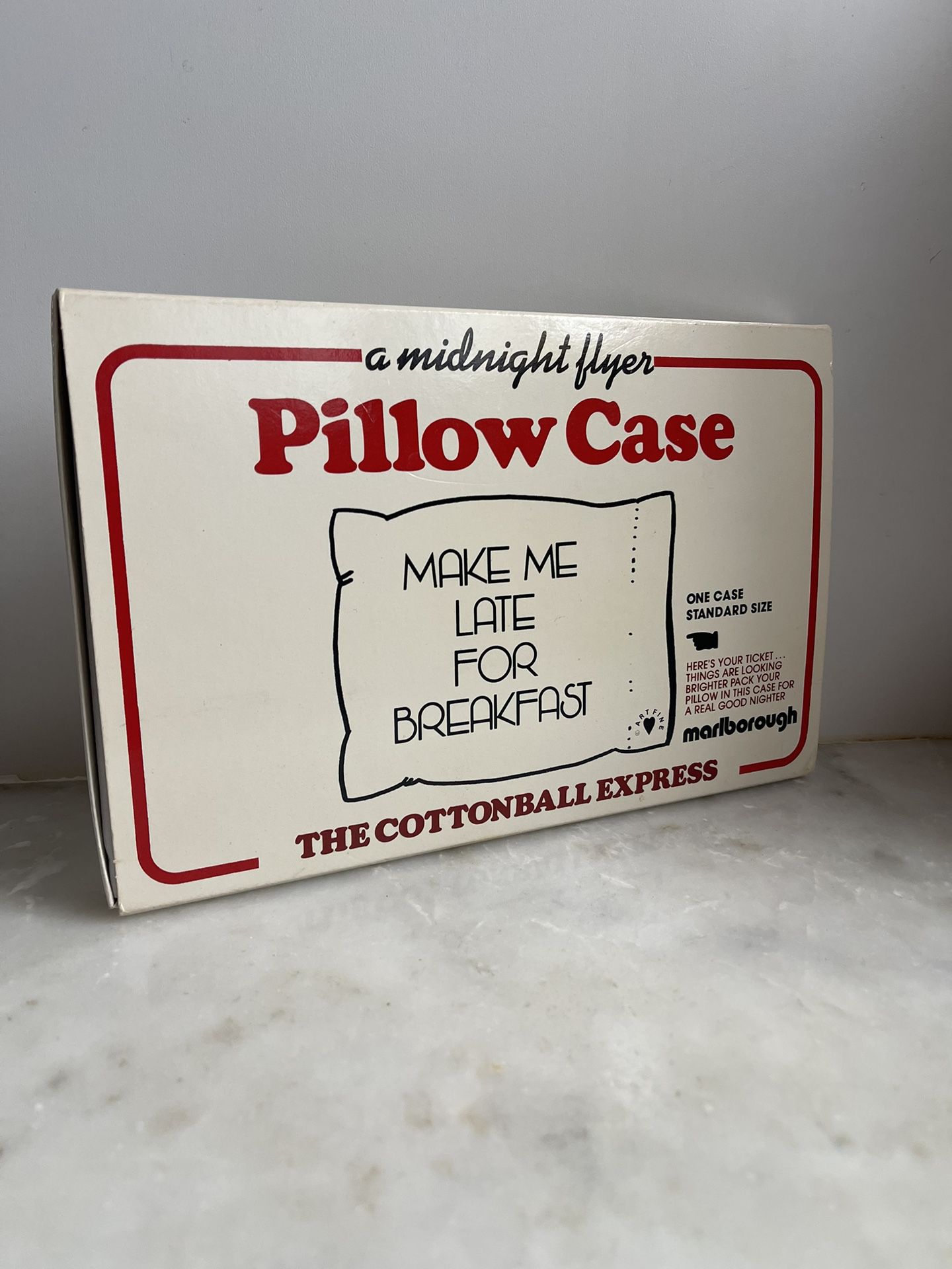 Vintage Marlborough Midnight Flyer Novelty Pillowcase “Make Me late For Breakfast” Bedroom Novelties