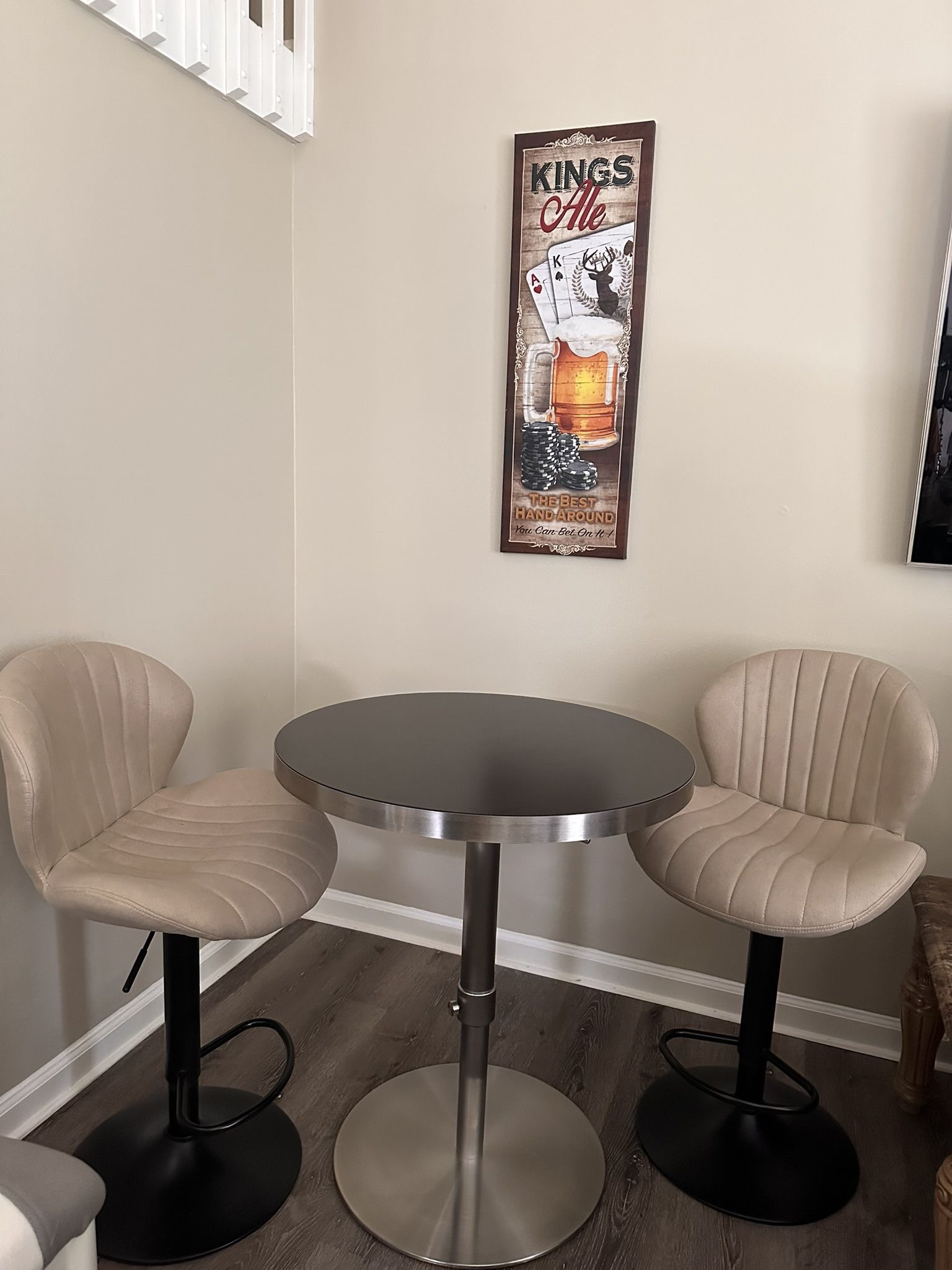 Stainless Steel Adjustable Bar Table With Stools