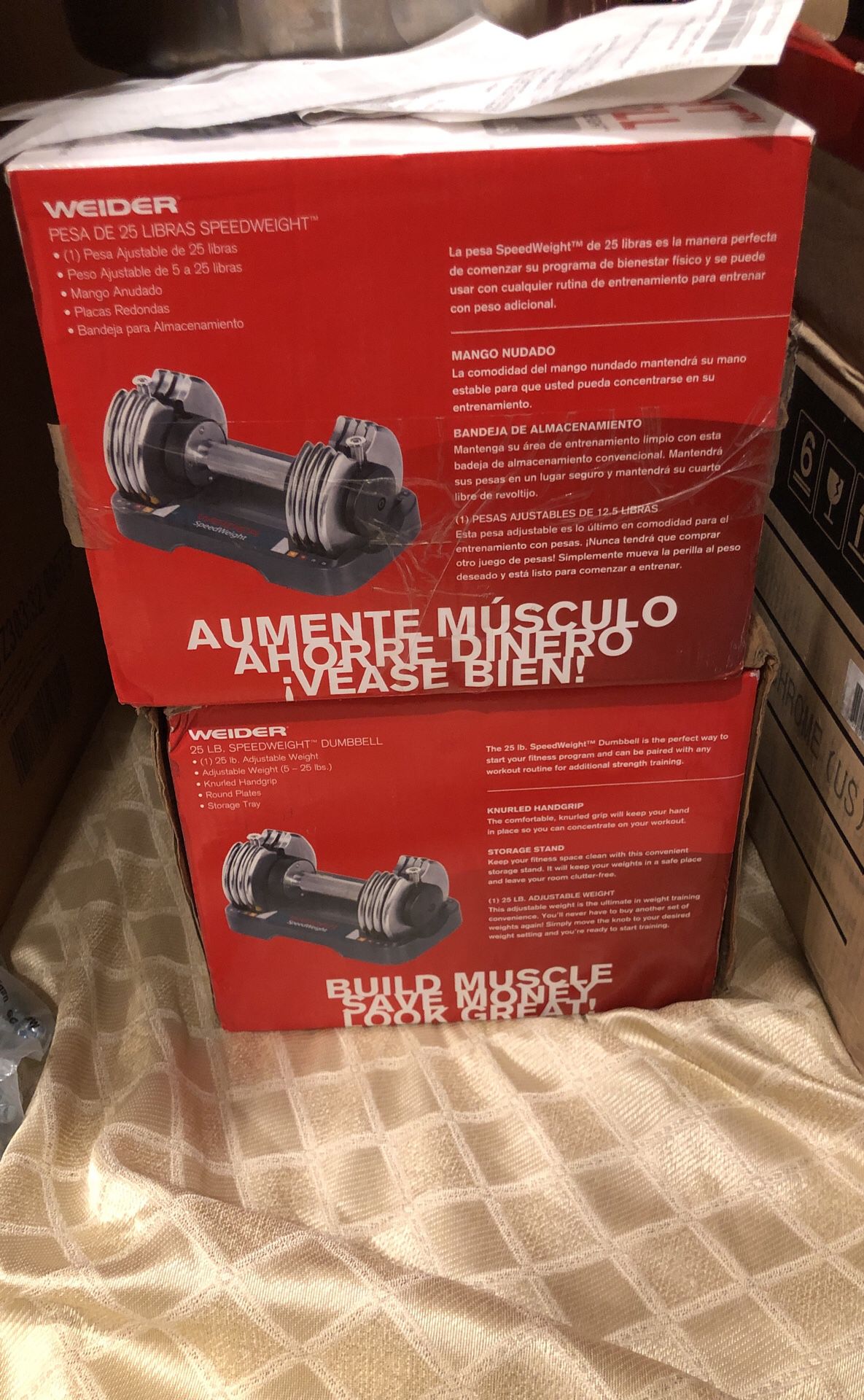 Two adjustable weights 5-25 Ibs. (Never used it)
