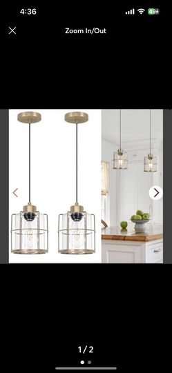 Modern Gold Clear Glass Cylinder Farmhouse Pendant Light Fixture, Kitchen Island Brass Light Fixture, Pendant Medium Hanging Light Fixture With Adjust