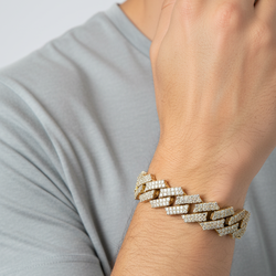 10K Yellow & White Gold Diamonds Curb Link Bracelet - 6.51ct