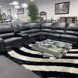 Black Sofa Sectional Power Recliners XL Seats