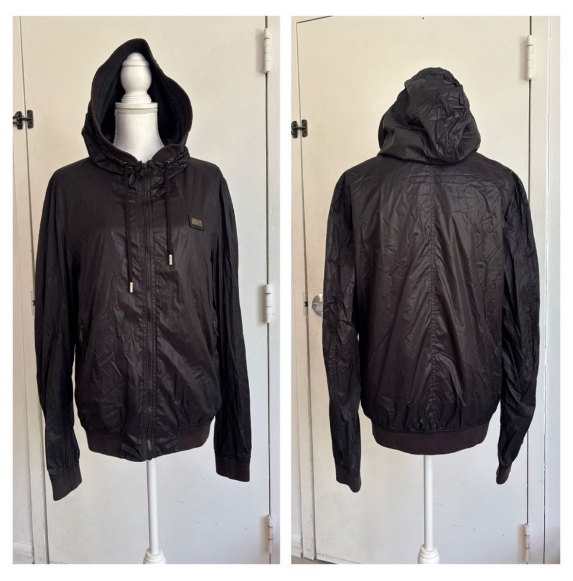 DOLCE & GABBANA Windbreaker in Black with Hoodie Size EU 50