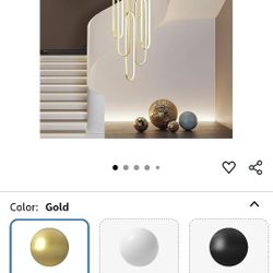 Lot of 2 Modern Gold Chandelier 6 Rings Dimmable LED Living Room Foyer Chandelier Lighting Fixture 4000K High Ceiling Pendant Light Fixture 