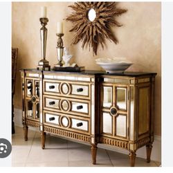 Horchow By Neiman Marcus Gold Mirrored Luxe Console Table