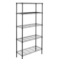 Amazon Basics 5-Shelf Adjustable Heavy Duty Steel Wire Rack Storage Shelving Organizer for Kitchen, Garage, 36" L x 14" W x 72" H, Black 