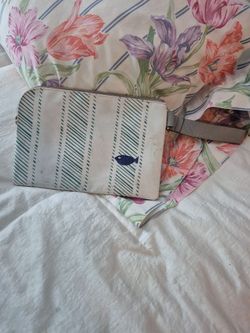 Fish and stripe Pattern wristlet pouch