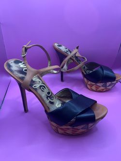Sam Edelman Black And Wood Strappy stiletto Sandals