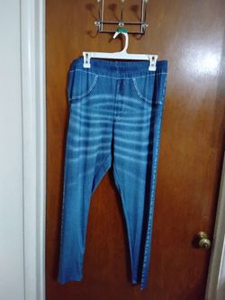 Denim Print Stretch Jeggings.  Ladies 3XL