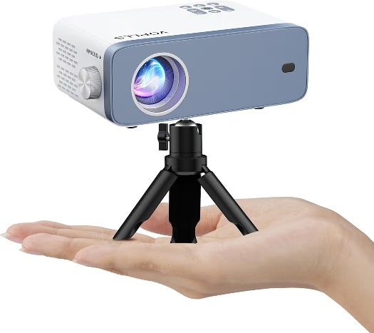 Mini Projector, VOPLLS 1080P Full HD Supported Video Projector, Portable Outdoor Home Theater Movie Projector, 50% Zoom, Compatible with HDMI, USB, AV