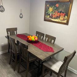 Wooden Dining Table Six  Chair 