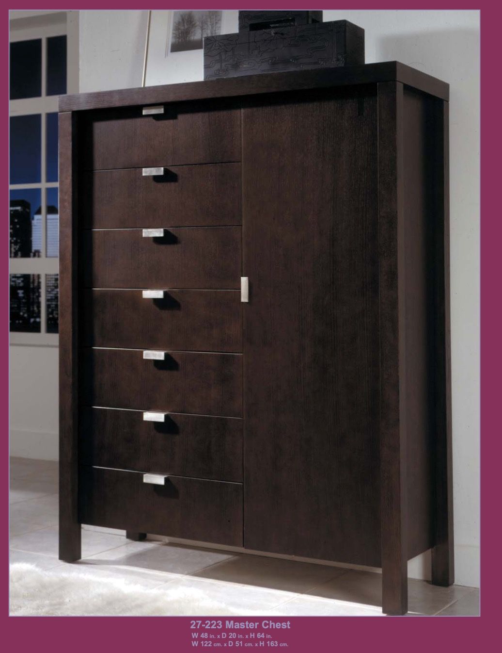 Chest of drawers and large side table, REAL Ash, Espresso finish